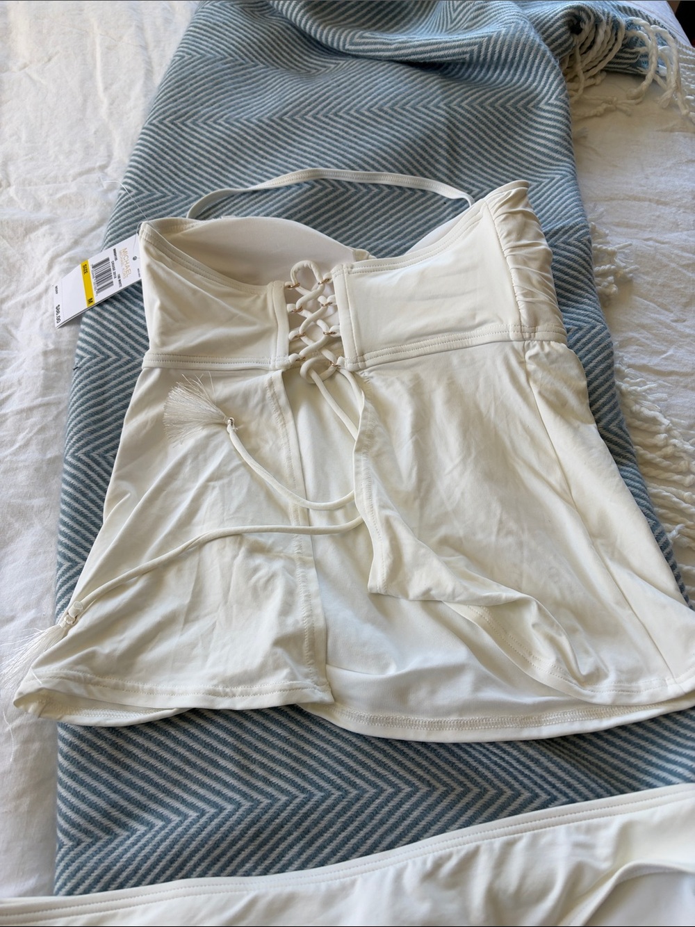 Michael Kors White Bandeau Tankini Set - Picture 4 of 9